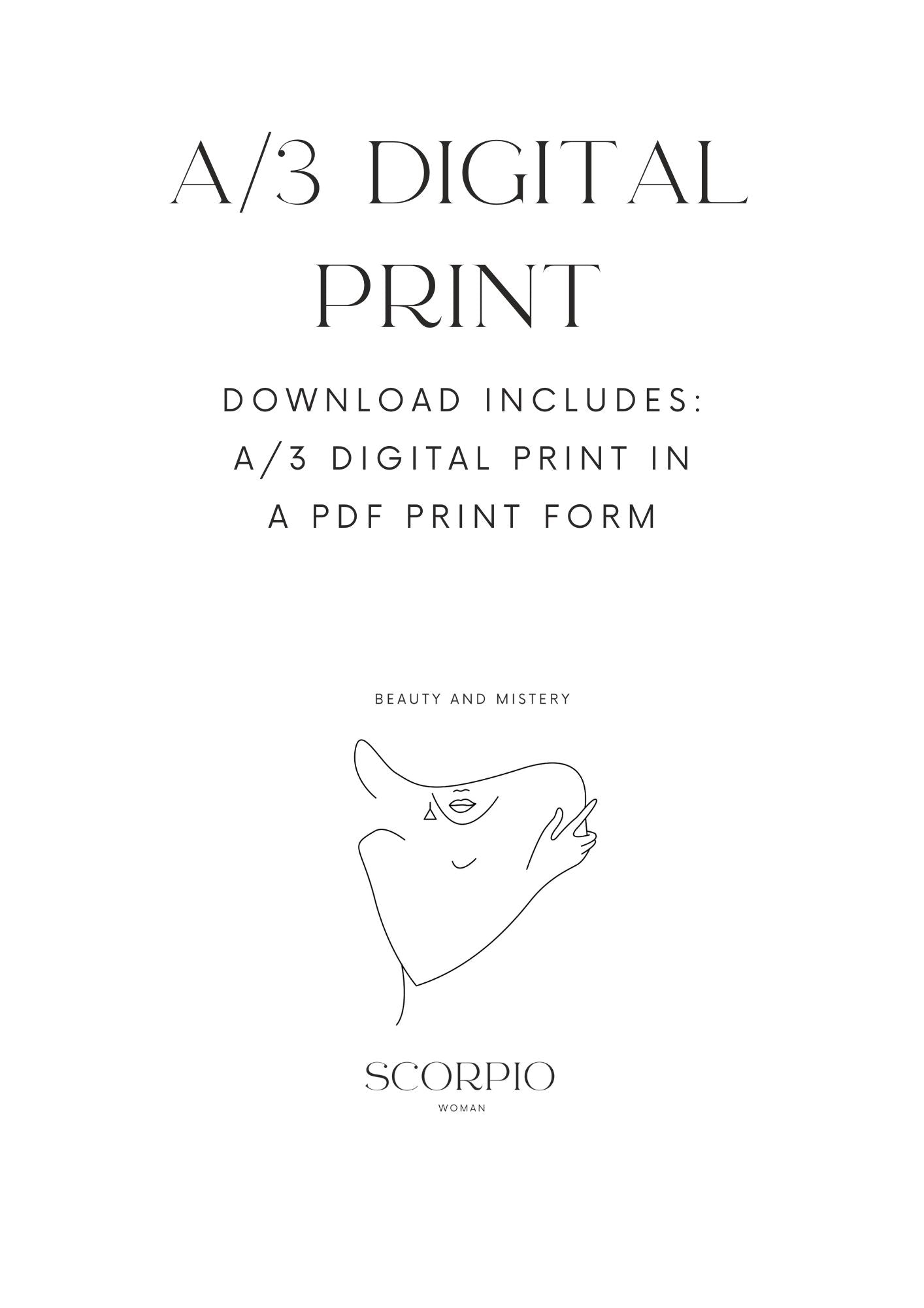 Scorpio Woman, A/3 Scorpio Digital Printable