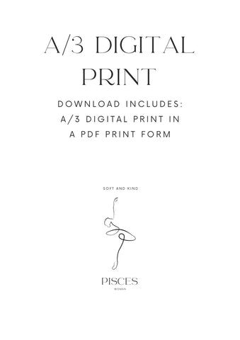 Pisces Woman, A/3 Pisces Digital Printable