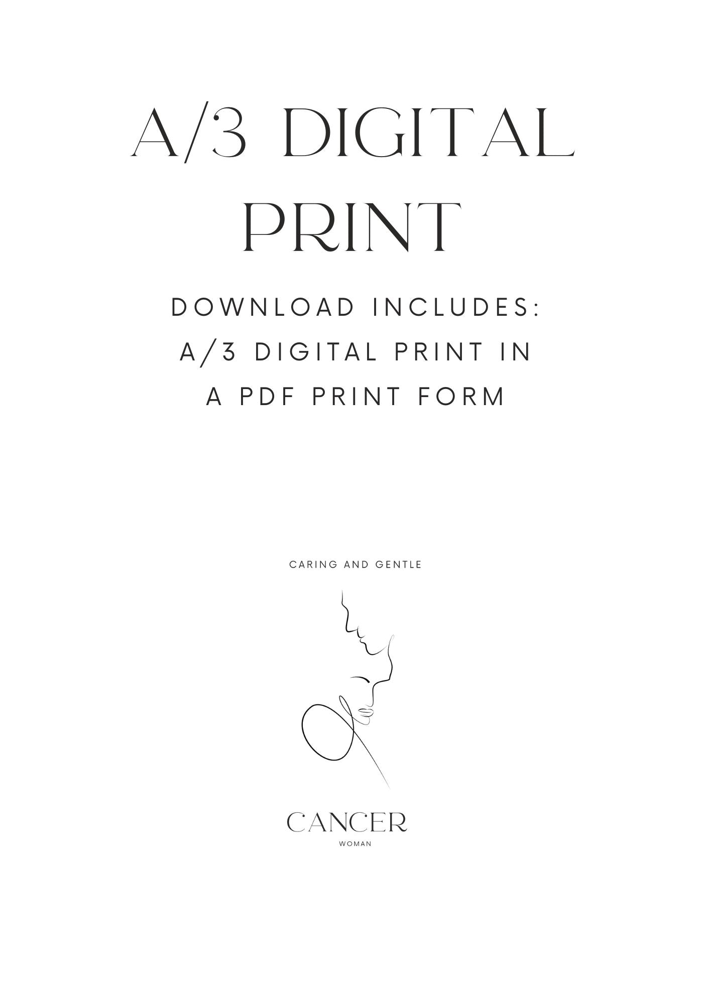 Cancer Woman, A/3 Cancer Digital Printable