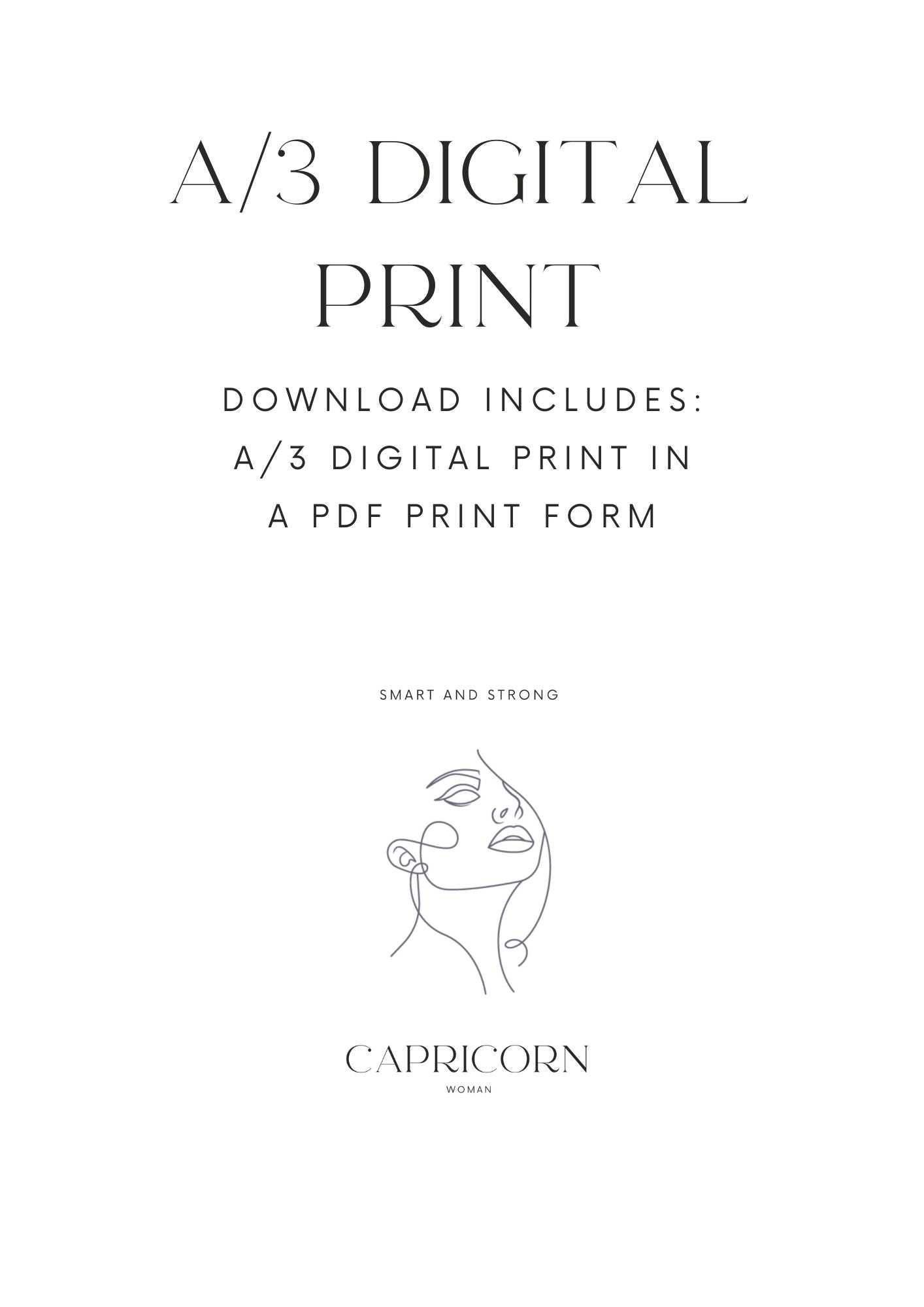 Capricorn Woman, A/3 Capricorn Digital Printable