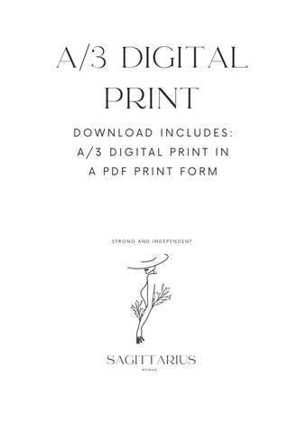 Sagittarius Woman, A/3 Sagittarius Digital Printable