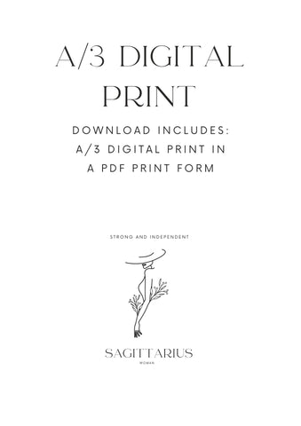 Sagittarius Woman, A/3 Sagittarius Digital Printable