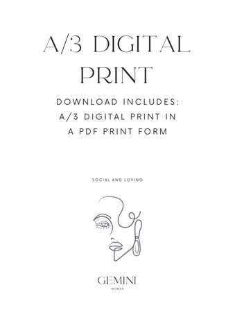 Gemini Woman, A/3 Gemini Digital Printable