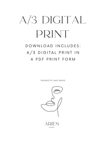 Aries Woman, A/3 Aries Digital Printable
