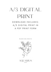 Aquarius Woman, A/3 Aquarius Digital Printable