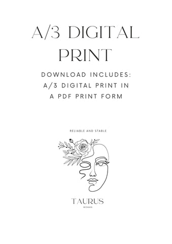 Taurus Woman, A/3 Taurus Digital Printable