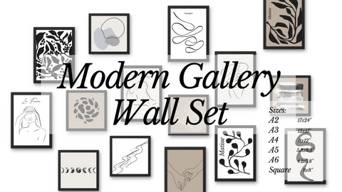 15 Modern Gallery Wall Boho Artwork Printable Set with Abstract Poster and Monochrome Color Scheme in 6 sizes