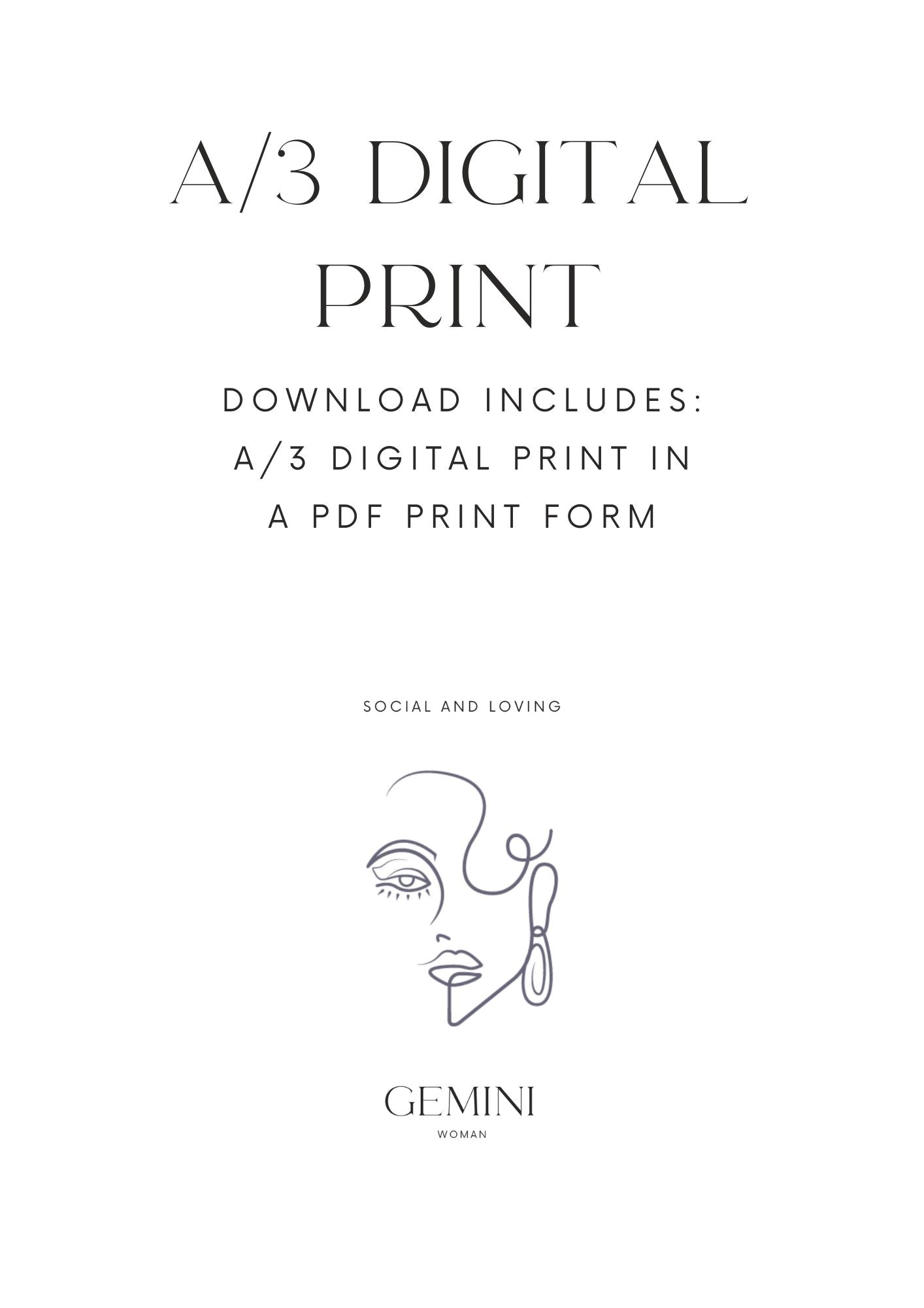 Gemini Woman, A/3 Gemini Digital Printable