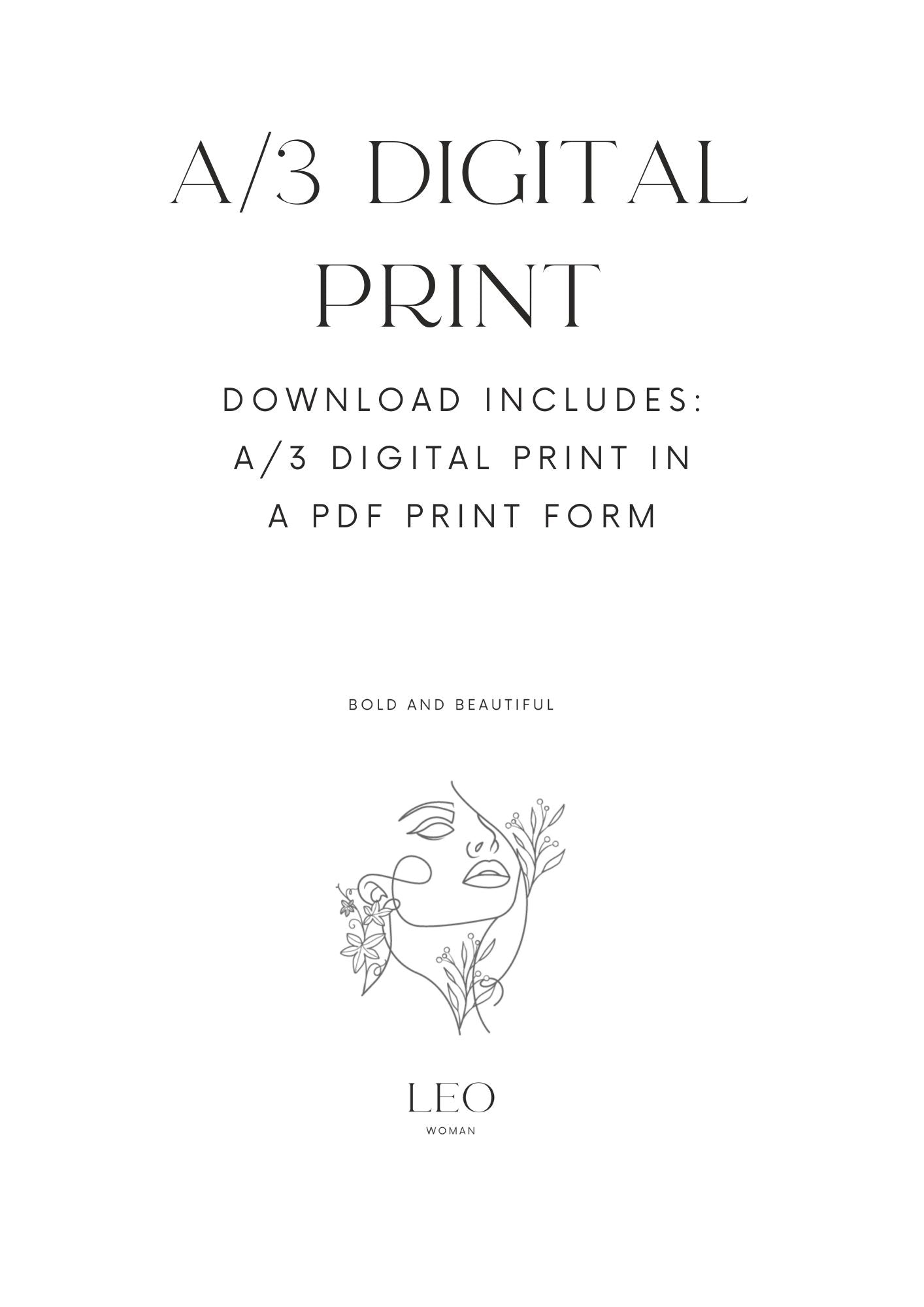 Leo Woman, A/3 Leo Digital Printable