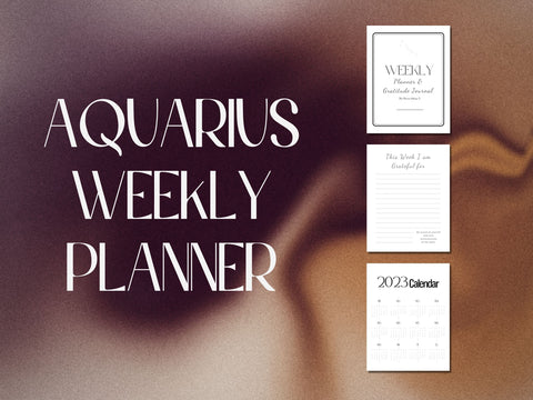Aquarius Weekly Planner 2023 Printable, Custom Personalised Zodiac Journal, Constellation Stars Zodiac, Zodiac Gifts Birthday