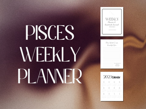 Pisces Weekly Planner 2023 Printable, Custom Personalised Zodiac Journal, Constellation Stars Zodiac, Zodiac Gifts Birthday