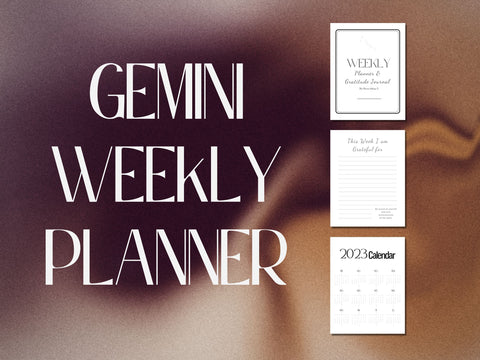 Gemini Weekly Planner 2023 Printable, Custom Personalised Zodiac Journal, Constellation Stars Zodiac, Zodiac Gifts Birthday